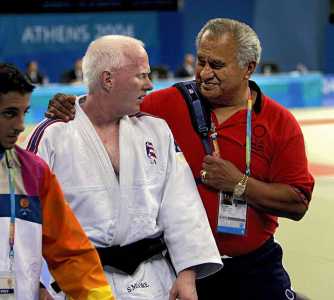 Scott Moore and Coach Willy Cahill  - 2004 Athens Paralympics  - Judo