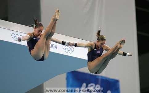 Cassandra Cardinell and Sara Hildebrand USA  - 2004 Olympics Synchronized Diving 10m platform