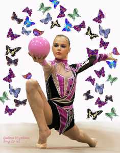 Galina Shyrkina rhythmic gymnastics ball graphic butterflies