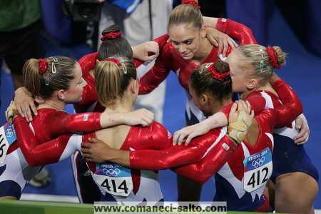 USA Women's Gymnastics Team Qualifiers Huddle - Athens 2004 Olympics